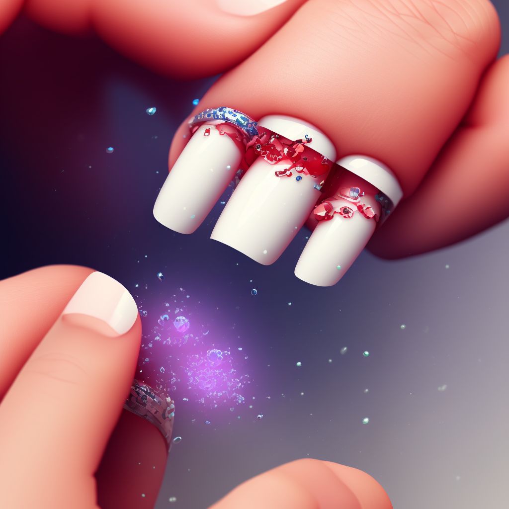 Open bite of left ring finger without damage to nail digital illustration