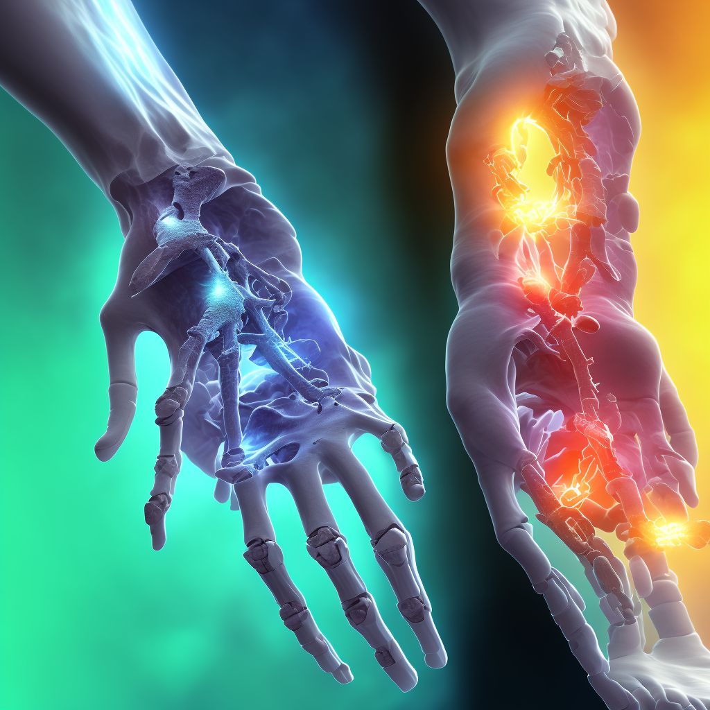 Unspecified fracture of navicular [scaphoid] bone of left wrist digital illustration