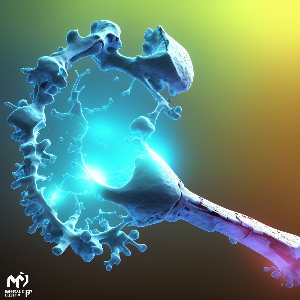 Unspecified fracture of second metacarpal bone, left hand digital illustration