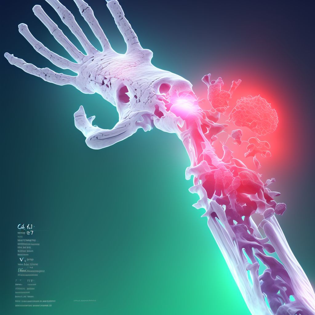 Unspecified fracture of third metacarpal bone, right hand digital illustration