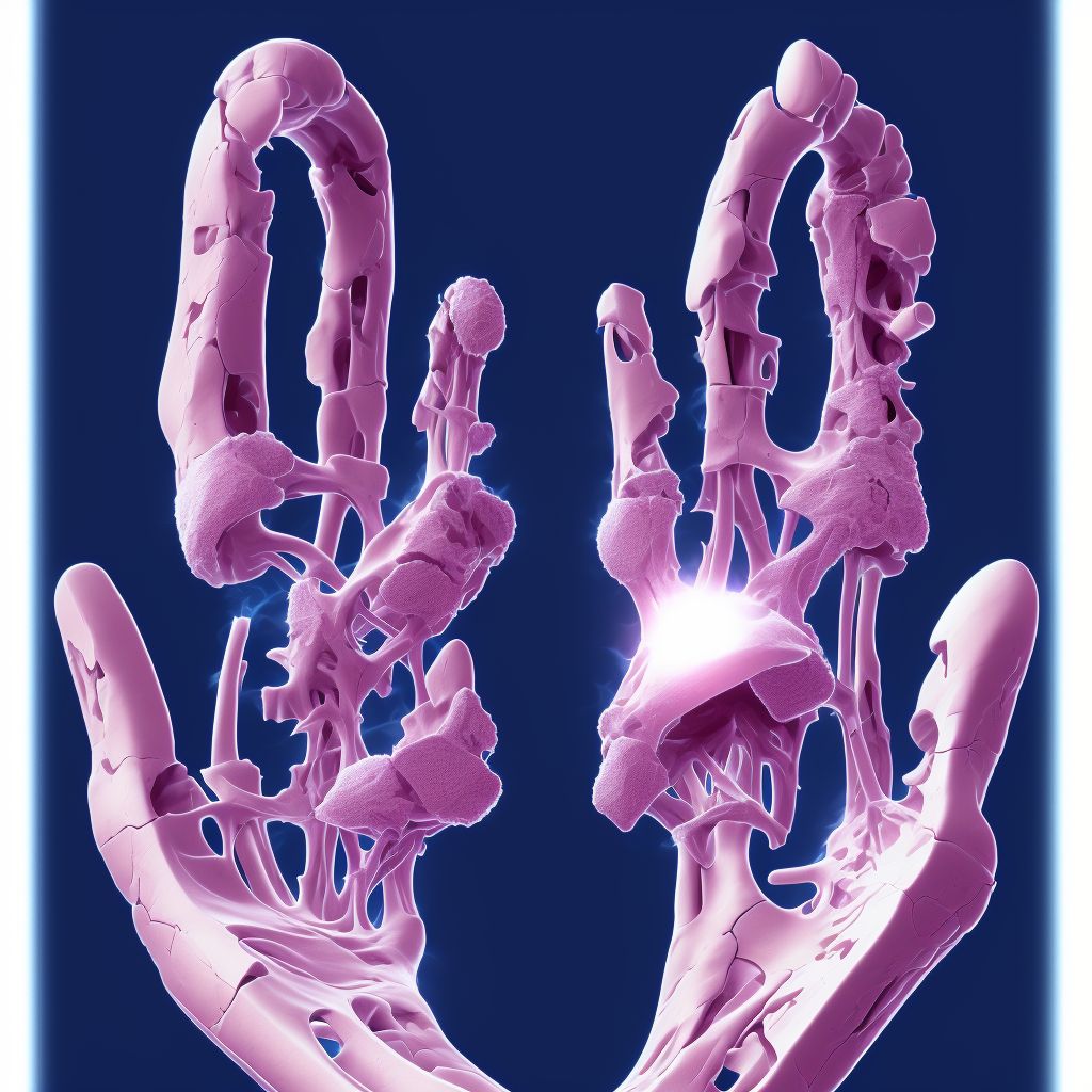 Unspecified fracture of fourth metacarpal bone, right hand digital illustration