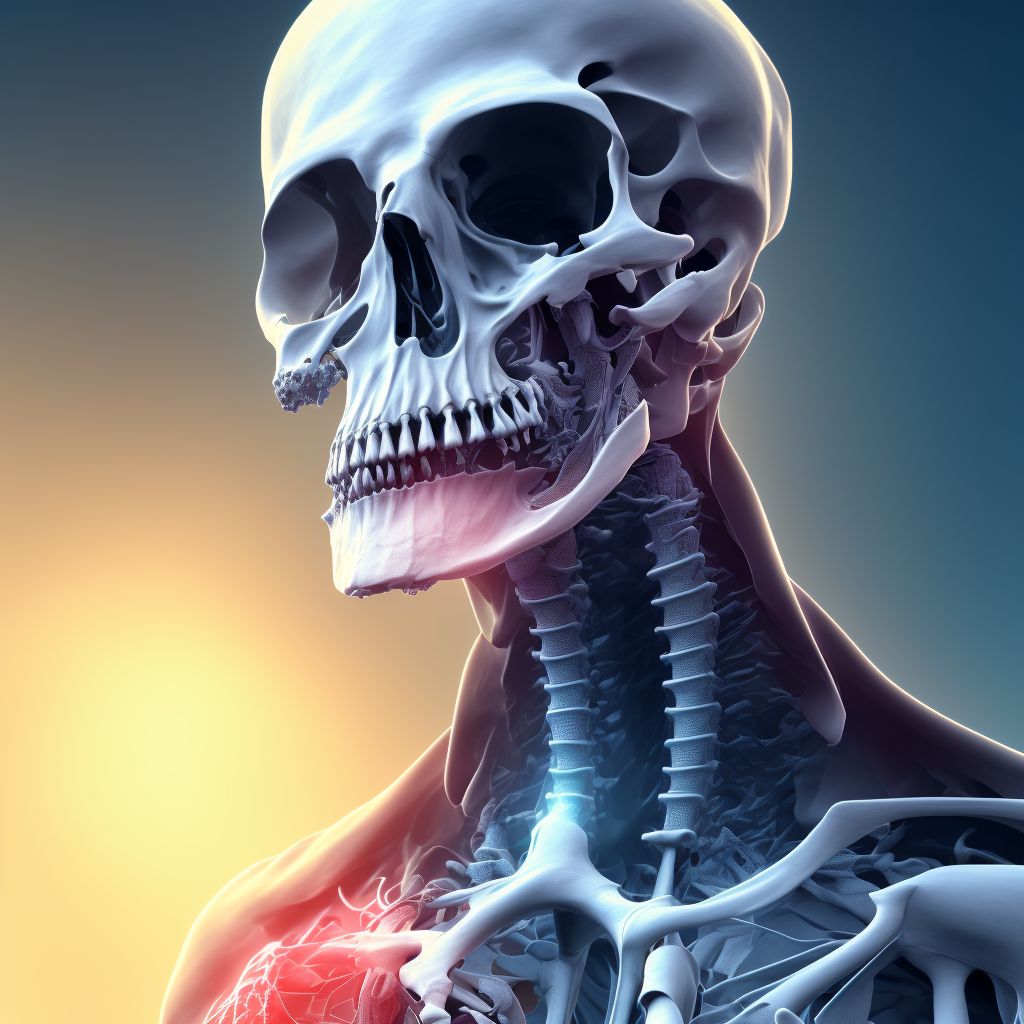 Displaced fracture of neck of second metacarpal bone, left hand digital illustration