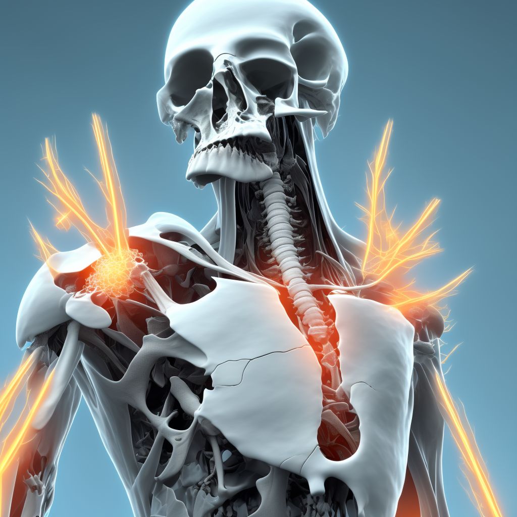 Nondisplaced fracture of base of fourth metacarpal bone, left hand digital illustration