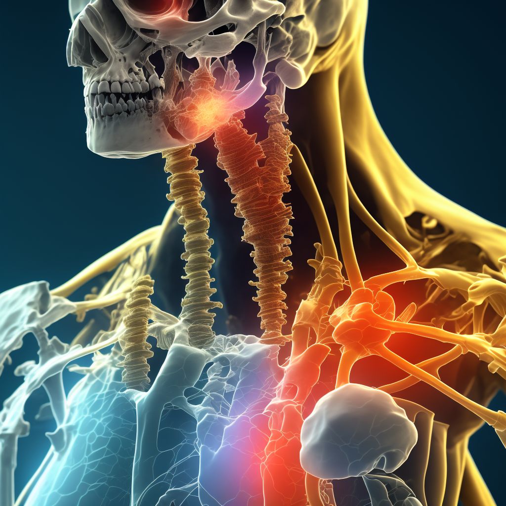 Nondisplaced fracture of neck of second metacarpal bone, right hand digital illustration