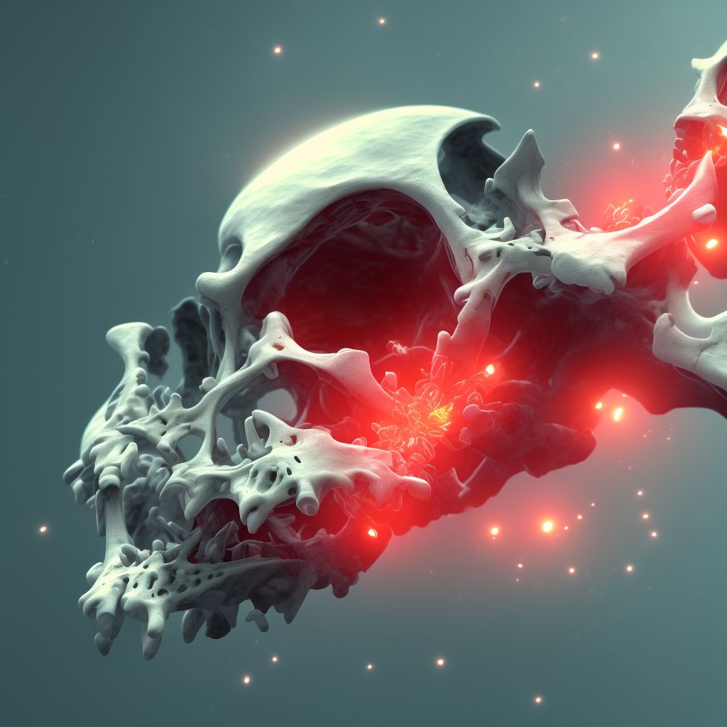 Nondisplaced fracture of neck of fourth metacarpal bone, left hand digital illustration