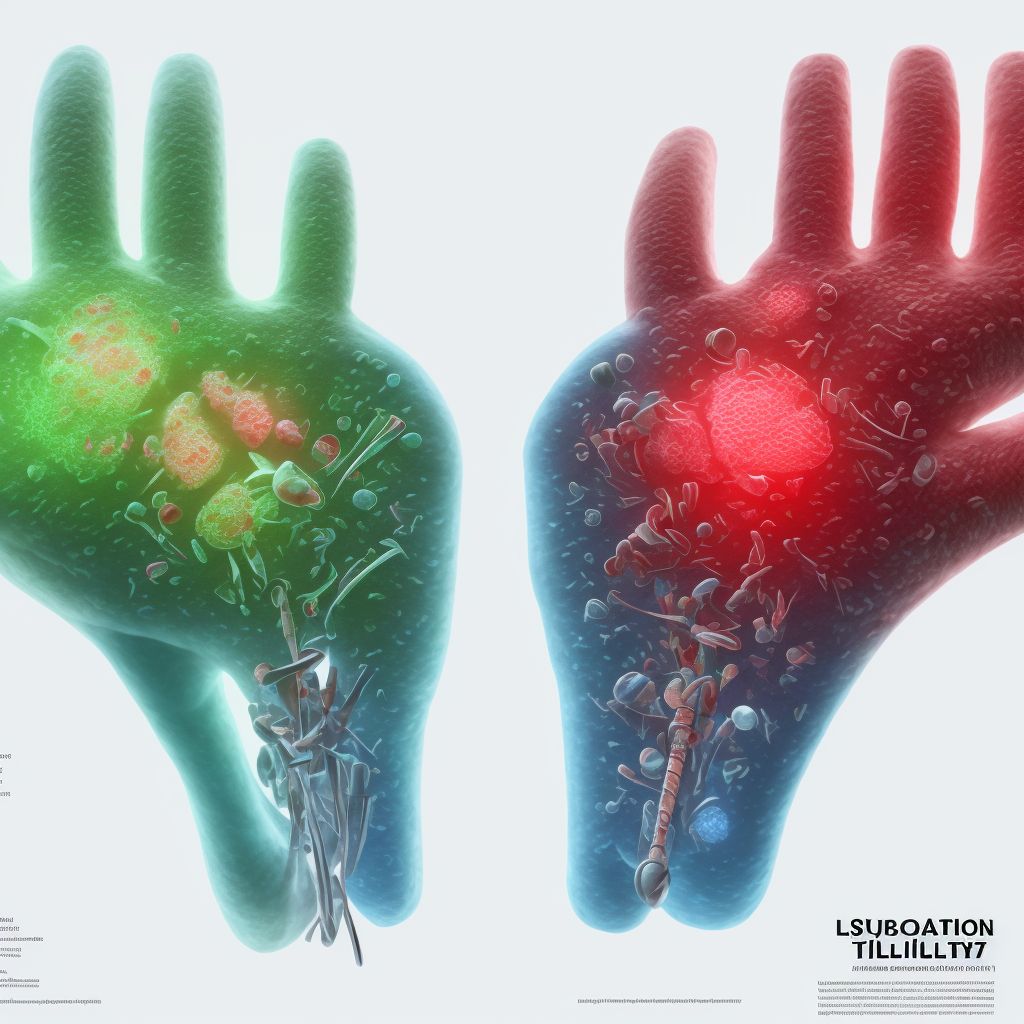 Subluxation of midcarpal joint of left wrist digital illustration