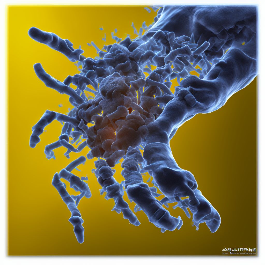 Subluxation of metacarpophalangeal joint of left ring finger digital illustration