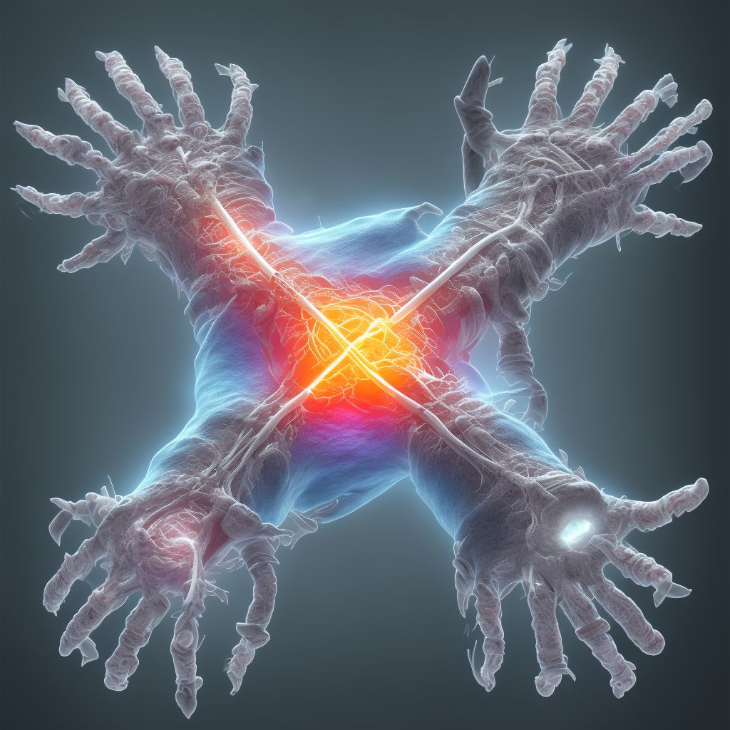 Subluxation of proximal interphalangeal joint of right index finger digital illustration