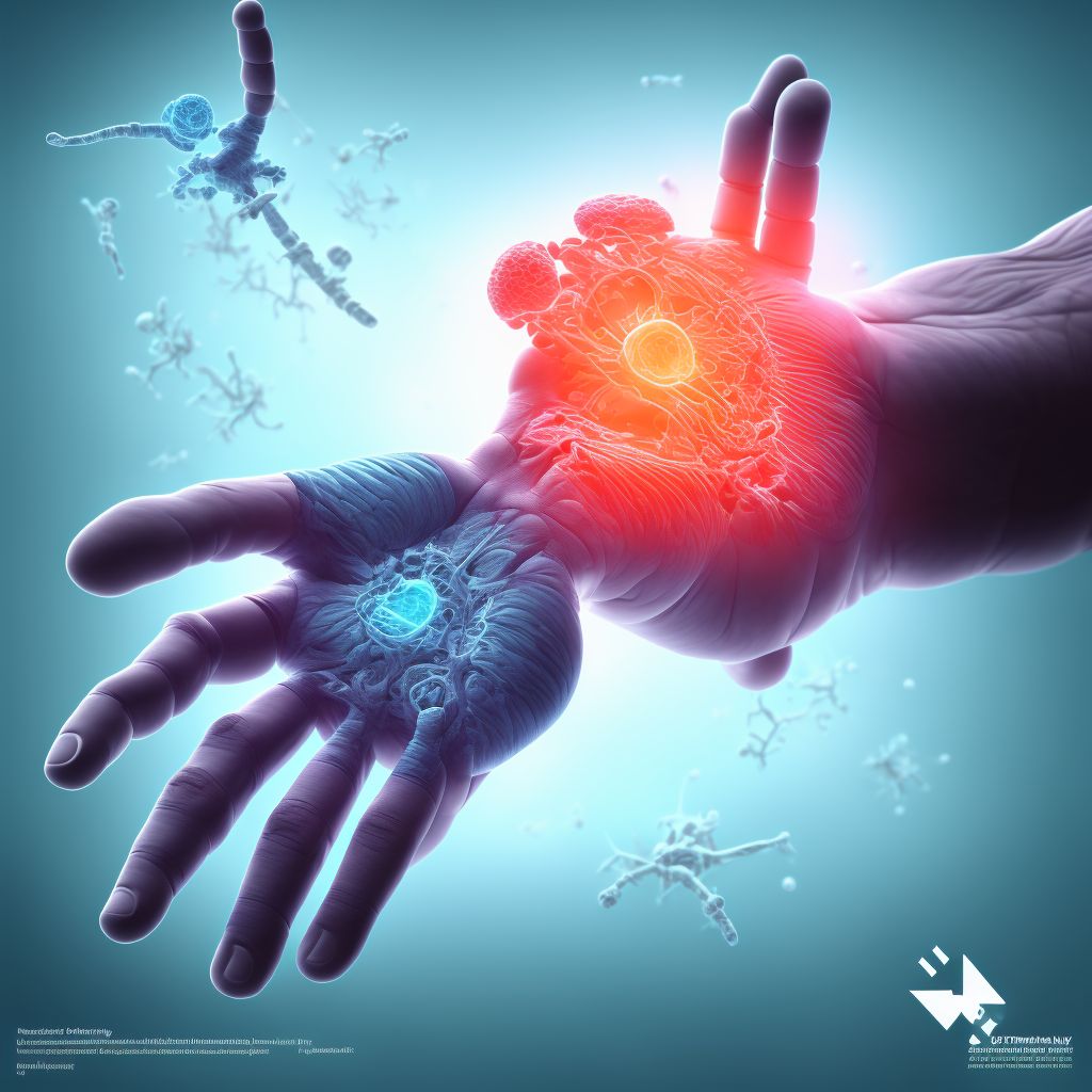 Subluxation of distal interphalangeal joint of right middle finger digital illustration