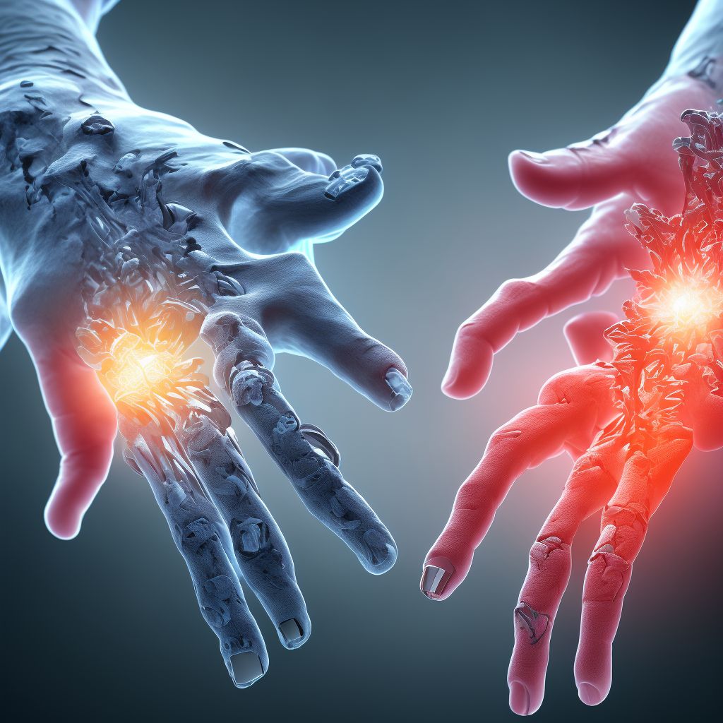 Dislocation of distal interphalangeal joint of right ring finger digital illustration