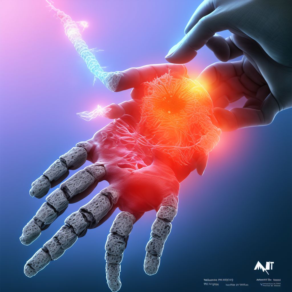 Traumatic rupture of unspecified ligament of right little finger at metacarpophalangeal and interphalangeal joint digital illustration