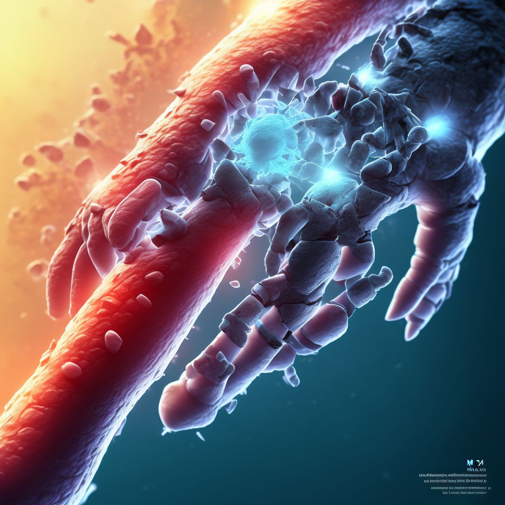 Traumatic rupture of unspecified ligament of left little finger at metacarpophalangeal and interphalangeal joint digital illustration