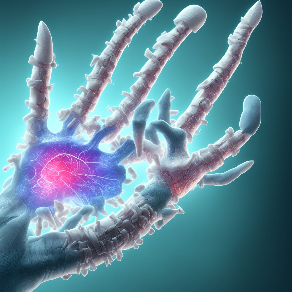 Sprain of interphalangeal joint of right thumb digital illustration