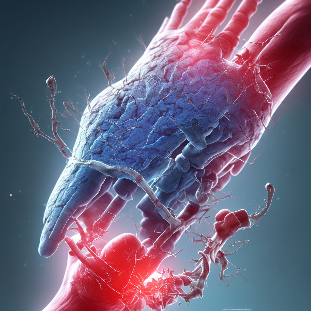 Laceration of ulnar artery at wrist and hand level digital illustration