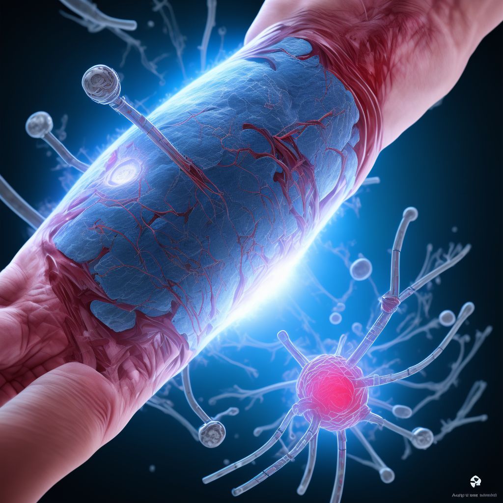 Injury of radial artery at wrist and hand level digital illustration