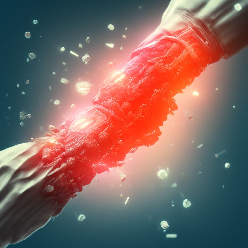 Other specified injury of radial artery at wrist and hand level of left arm digital illustration