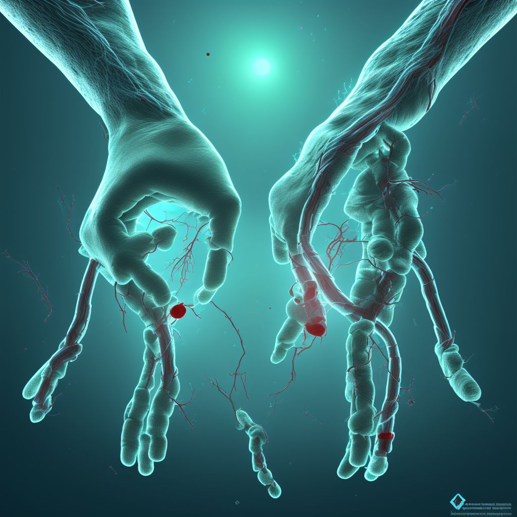 Unspecified injury of other blood vessels at wrist and hand level of unspecified arm digital illustration