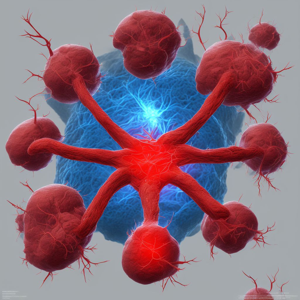 Laceration of other blood vessels at wrist and hand level of left arm digital illustration