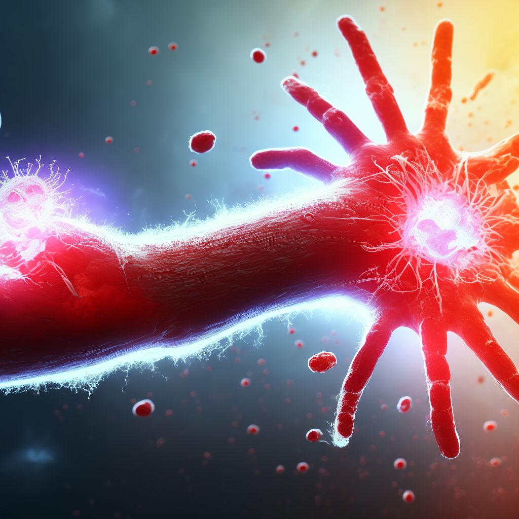 Other specified injury of unspecified blood vessel at wrist and hand of right arm digital illustration