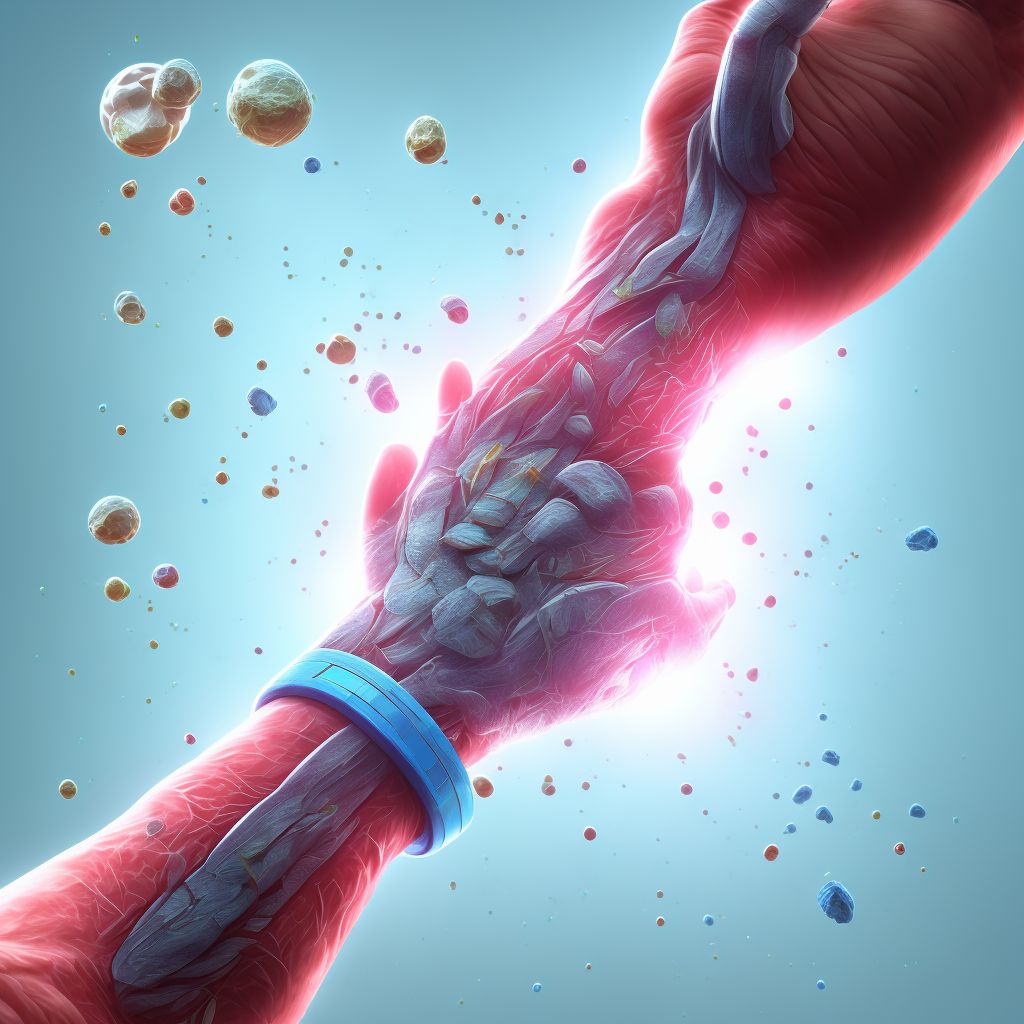 Injury of long flexor muscle, fascia and tendon of thumb at wrist and hand level digital illustration