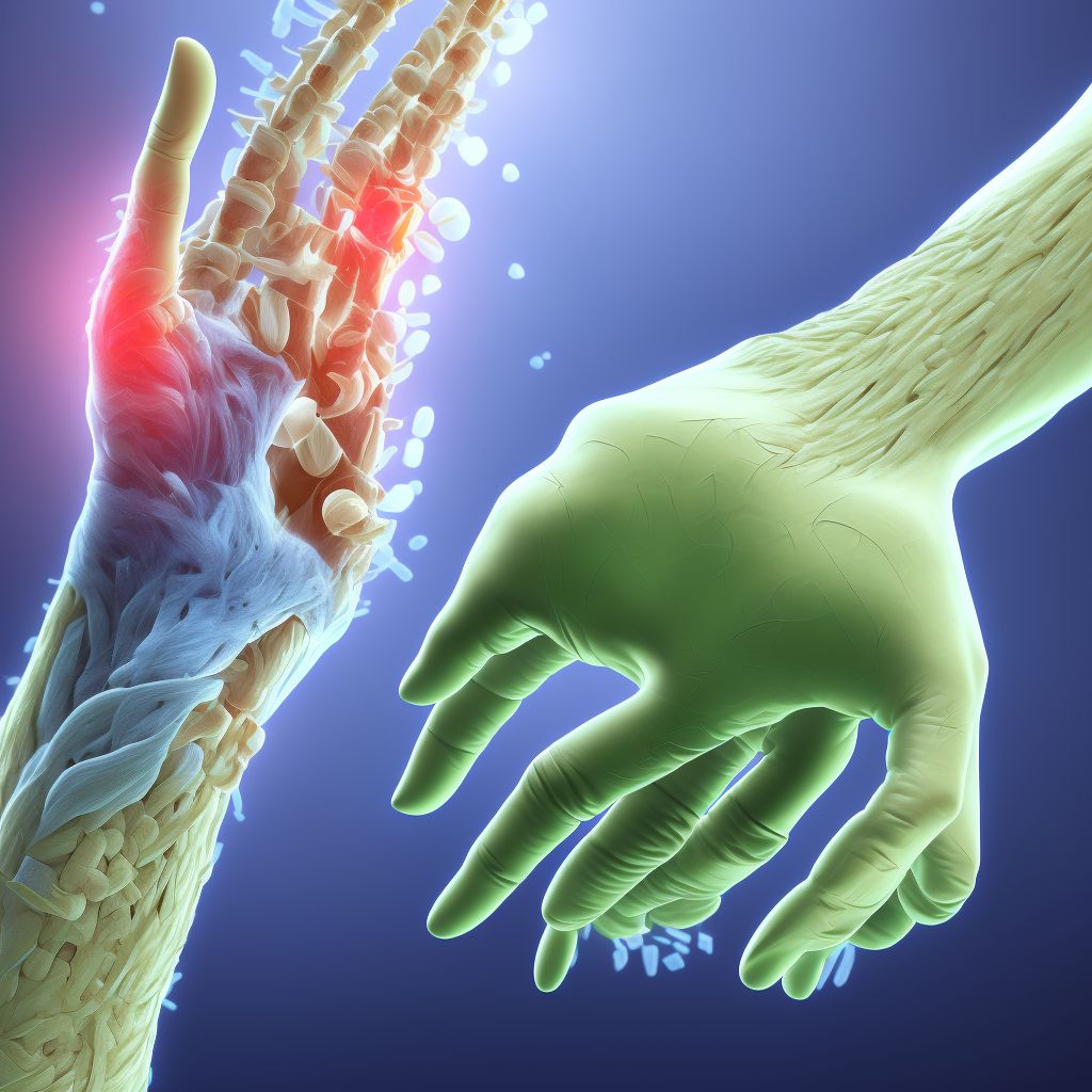 Strain of flexor muscle, fascia and tendon of other and unspecified finger at wrist and hand level digital illustration