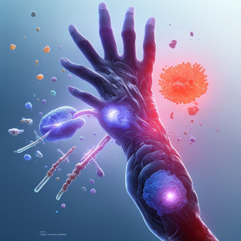 Other injury of extensor muscle, fascia and tendon of unspecified finger at wrist and hand level digital illustration