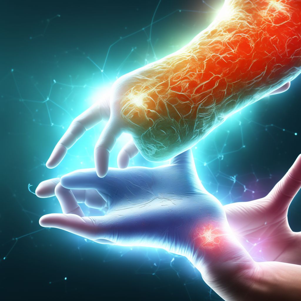 Laceration of intrinsic muscle, fascia and tendon of unspecified thumb at wrist and hand level digital illustration