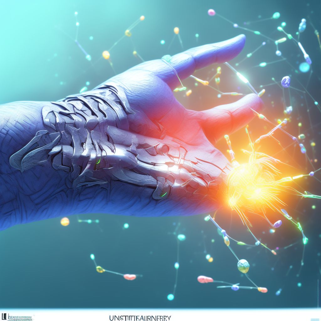 Unspecified injury of intrinsic muscle, fascia and tendon of right little finger at wrist and hand level digital illustration