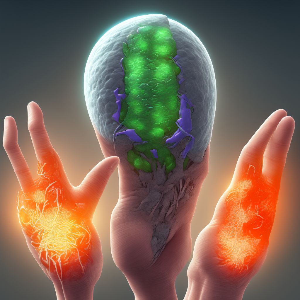 Unspecified injury of intrinsic muscle, fascia and tendon of left little finger at wrist and hand level digital illustration