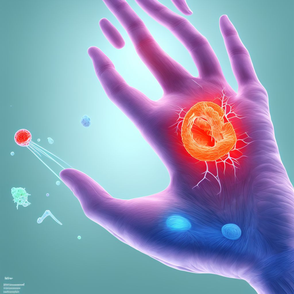 Unspecified injury of intrinsic muscle, fascia and tendon of unspecified finger at wrist and hand level digital illustration