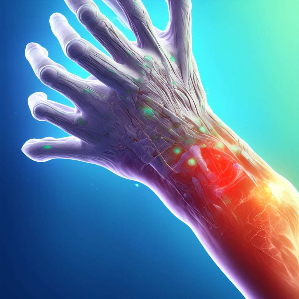 Strain of intrinsic muscle, fascia and tendon of other finger at wrist and hand level digital illustration