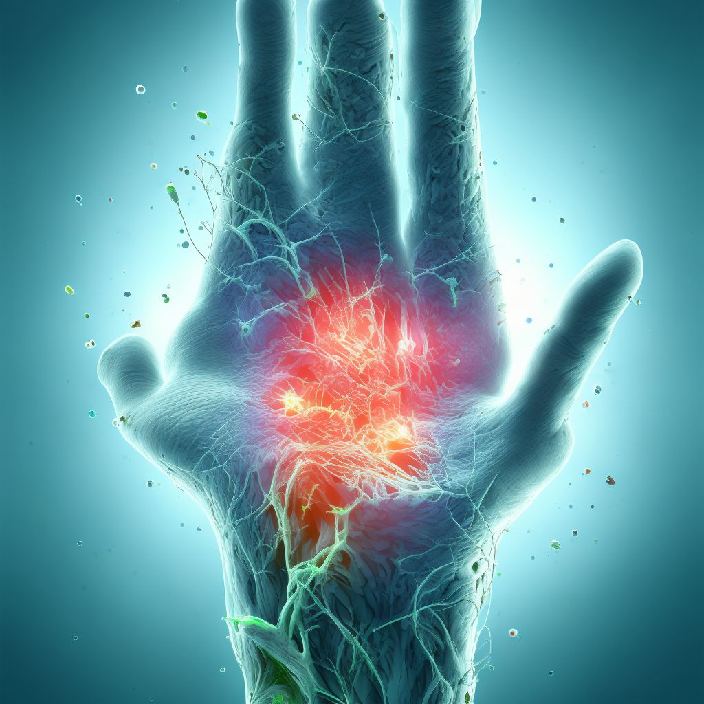 Laceration of intrinsic muscle, fascia and tendon of other finger at wrist and hand level digital illustration