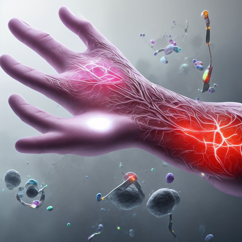 Laceration of intrinsic muscle, fascia and tendon of unspecified finger at wrist and hand level digital illustration