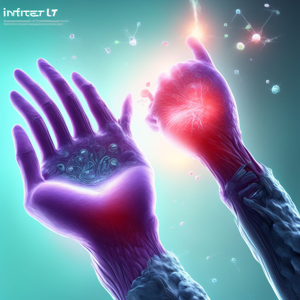 Other injury of intrinsic muscle, fascia and tendon of right little finger at wrist and hand level digital illustration