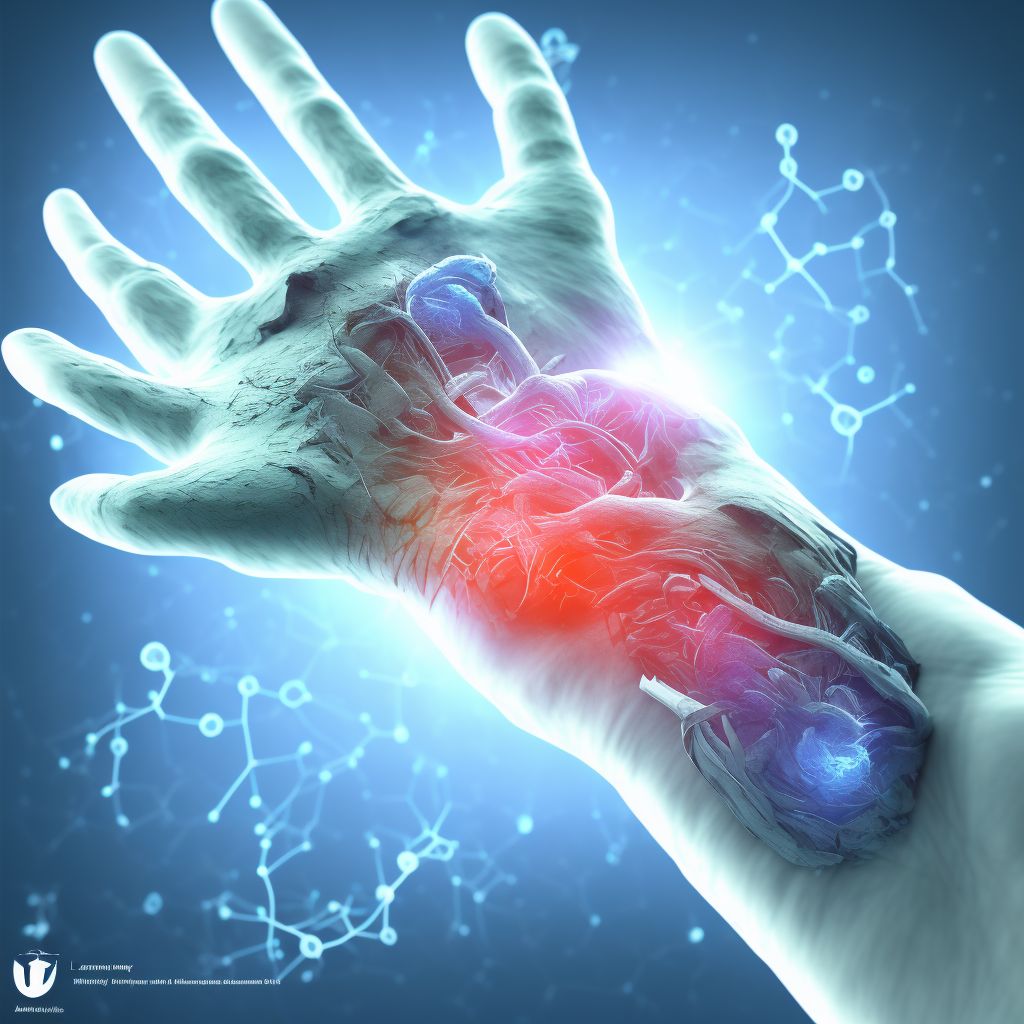 Laceration of unspecified muscle, fascia and tendon at wrist and hand level, unspecified hand digital illustration