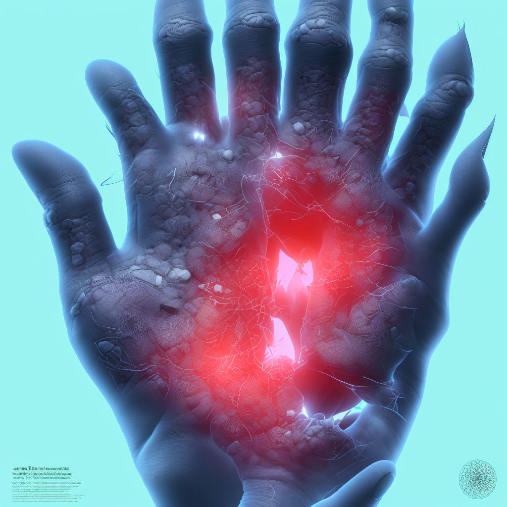 Partial traumatic amputation of unspecified hand at wrist level digital illustration