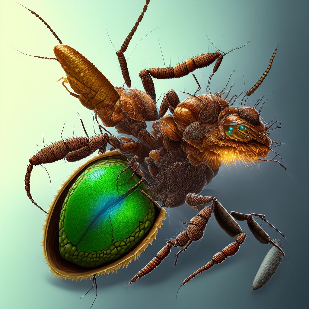 Insect bite (nonvenomous), right thigh digital illustration