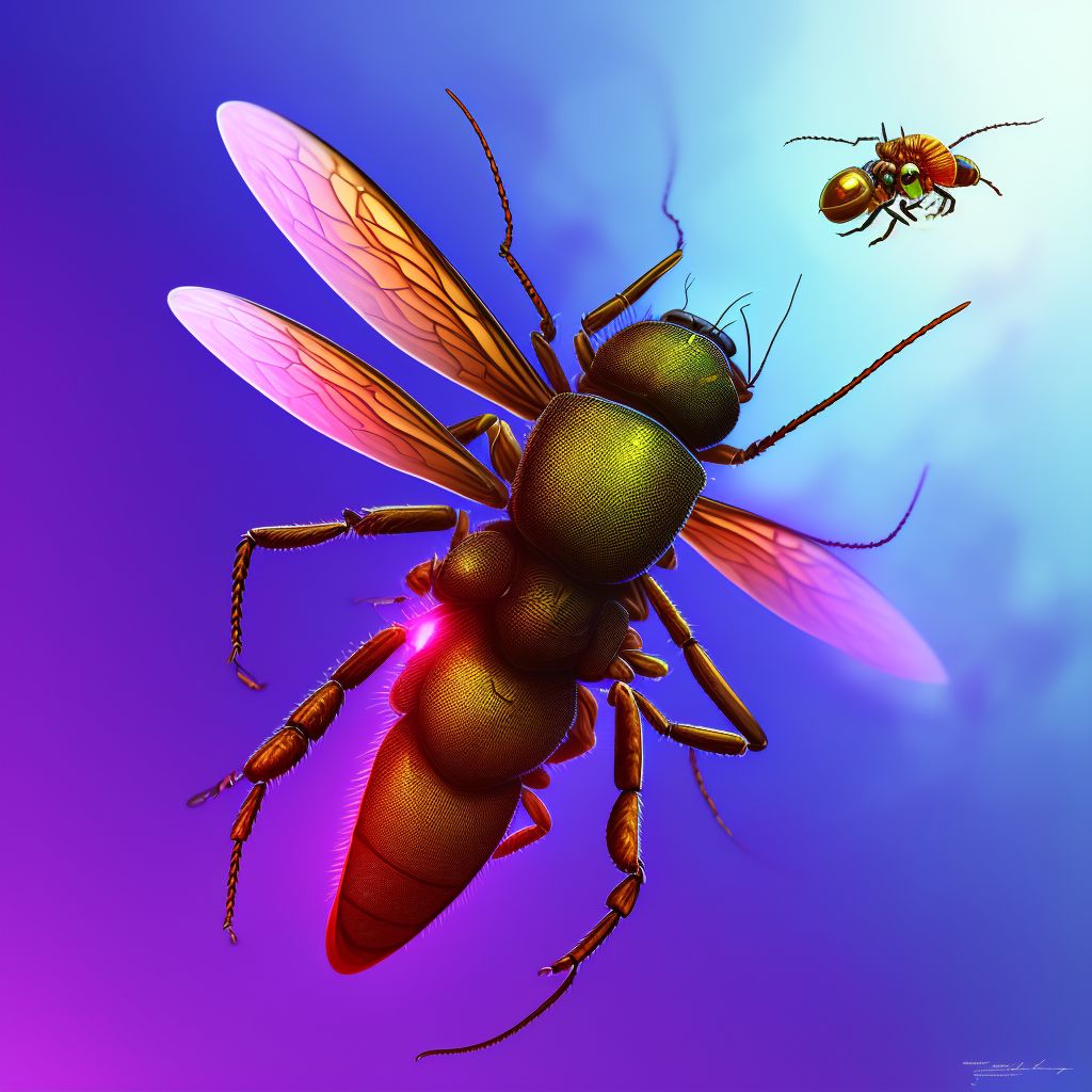 Insect bite (nonvenomous), left thigh digital illustration