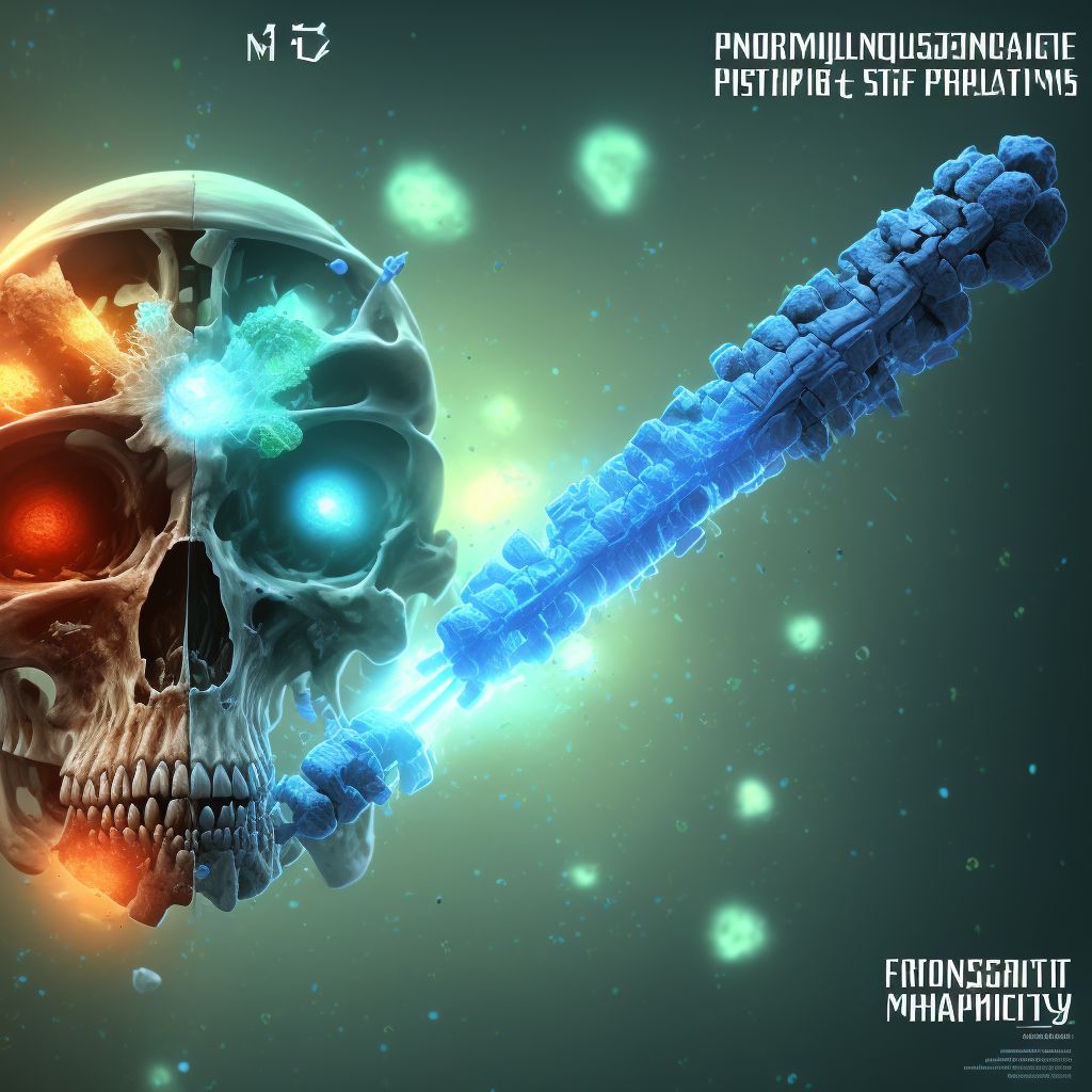 Nondisplaced segmental fracture of shaft of left femur digital illustration