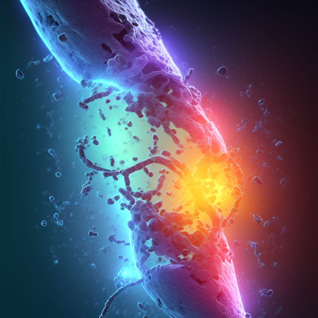 Torus fracture of lower end of right femur digital illustration