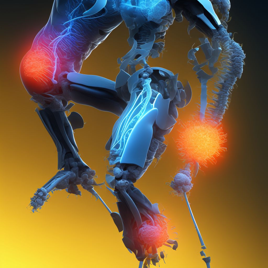 Injury of sciatic nerve at hip and thigh level, left leg digital illustration