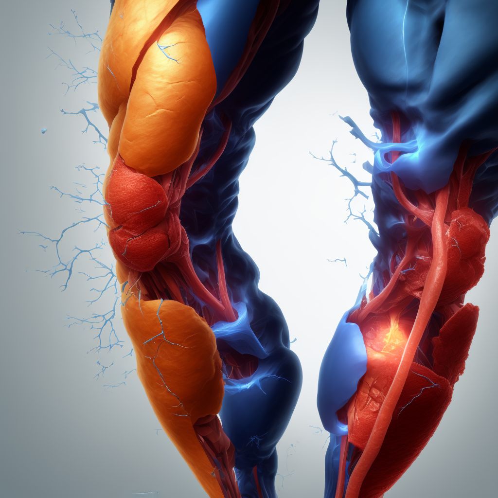 Unspecified injury of femoral vein at hip and thigh level, left leg digital illustration