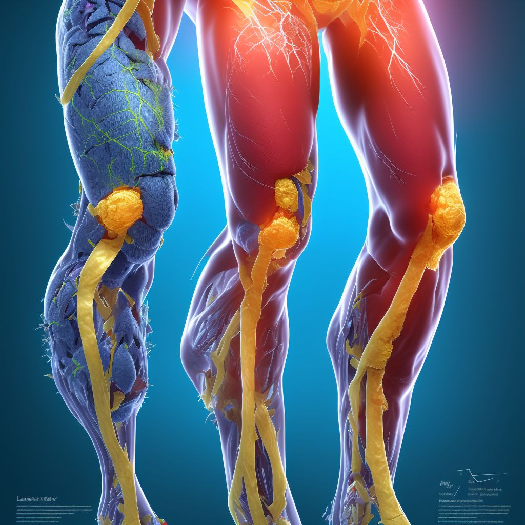 Major laceration of femoral vein at hip and thigh level, unspecified leg digital illustration