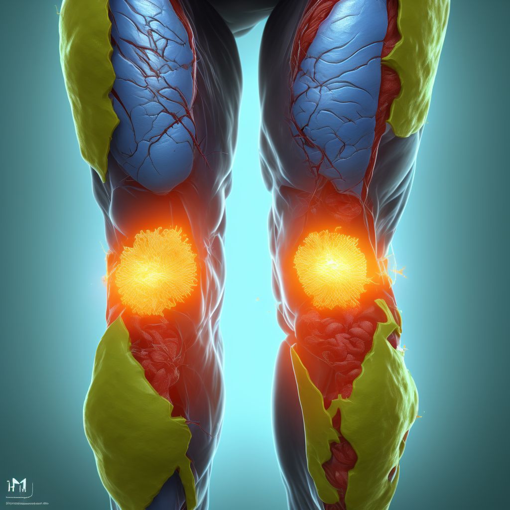 Other specified injury of femoral vein at hip and thigh level, right leg digital illustration