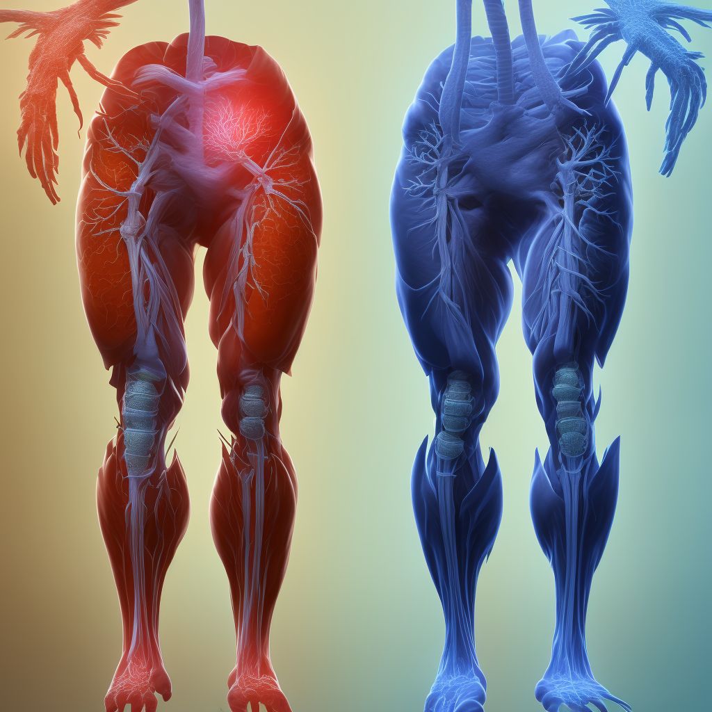 Other specified injury of greater saphenous vein at hip and thigh level, right leg digital illustration