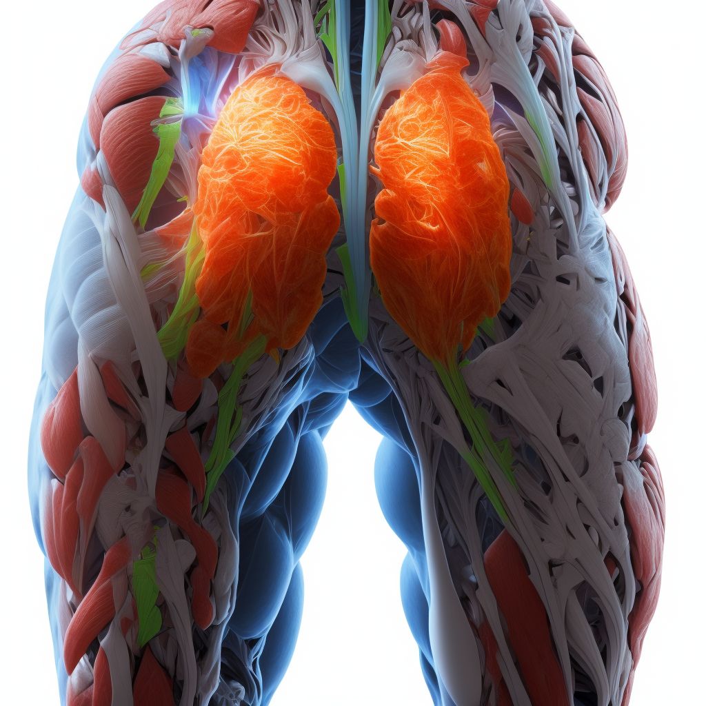 Strain of muscle, fascia and tendon of the posterior muscle group at thigh level digital illustration