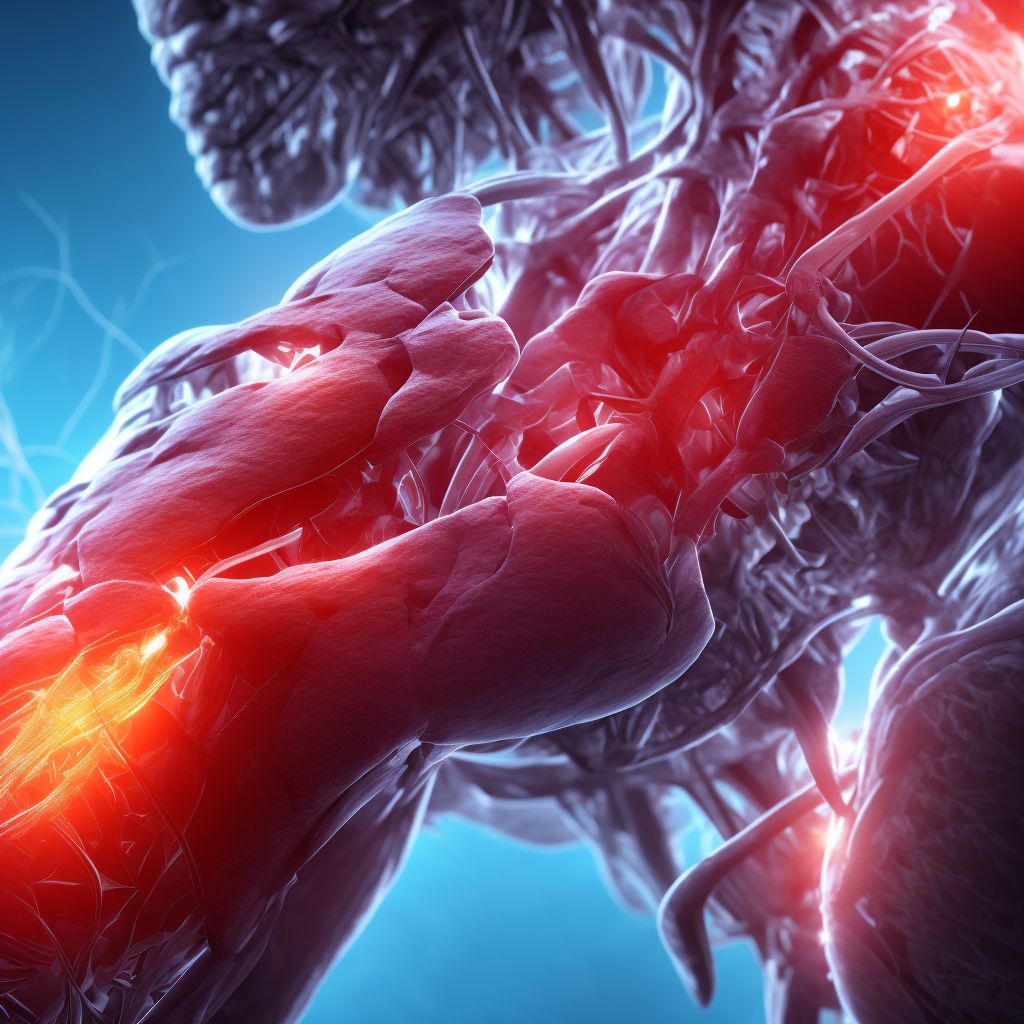 Laceration of muscle, fascia and tendon of the posterior muscle group at thigh level digital illustration