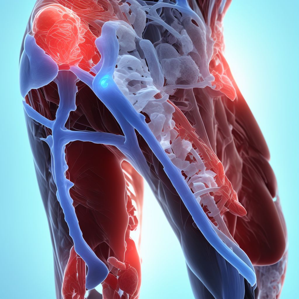 Unspecified injury of other specified muscles, fascia and tendons at thigh level, right thigh digital illustration