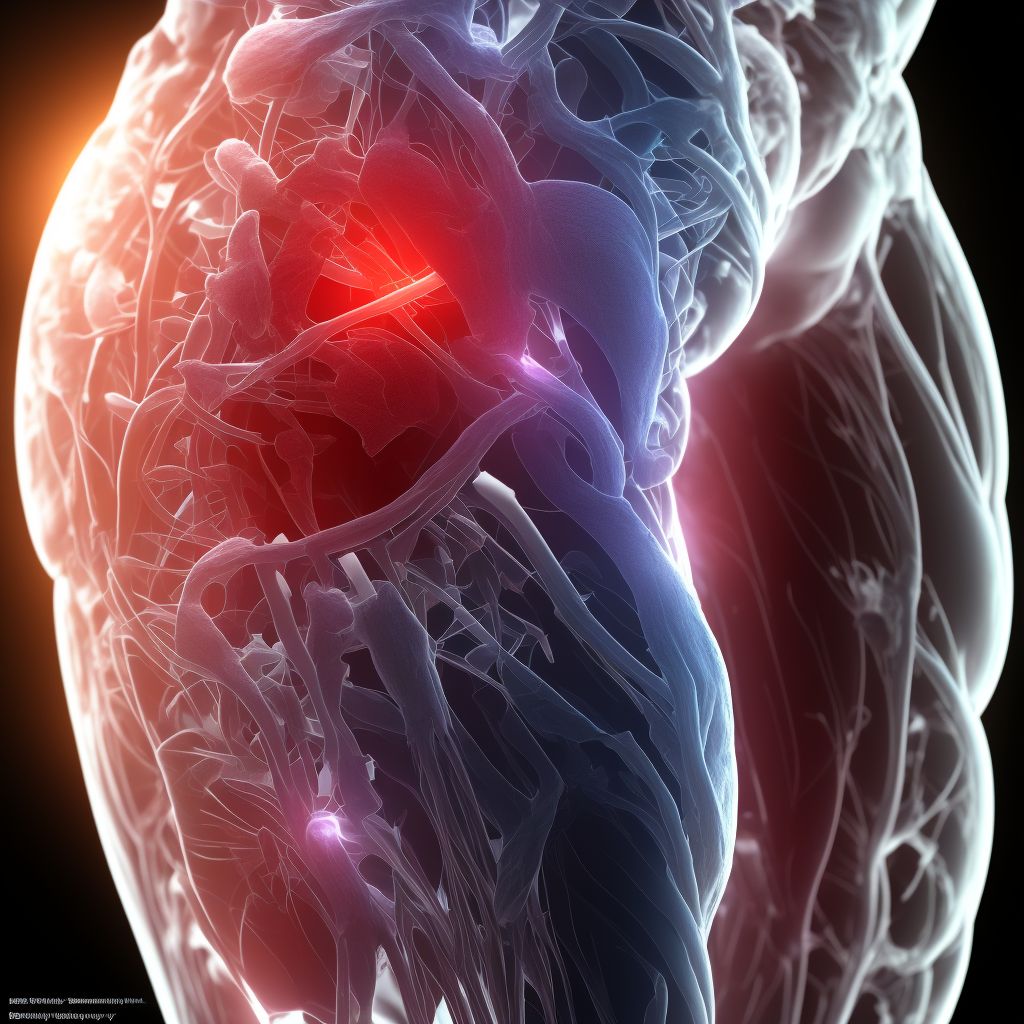 Strain of other specified muscles, fascia and tendons at thigh level, left thigh digital illustration