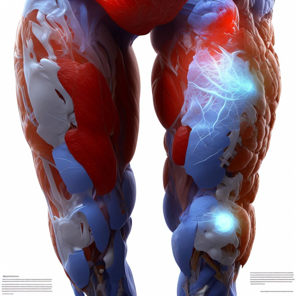 Other injury of other specified muscles, fascia and tendons at thigh level, right thigh digital illustration